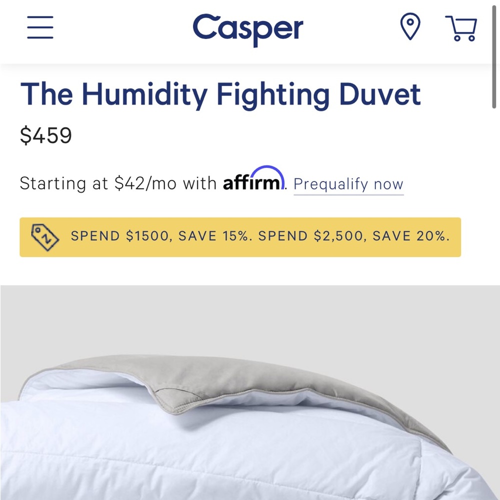 Casper Humidity Fighting Down King Duvet Insert